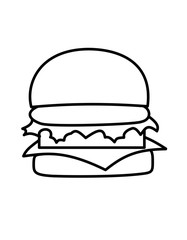 Fototapeta premium ハンバーガー(線画)