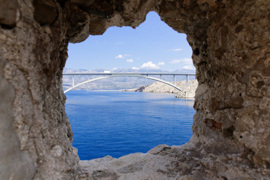 Fototapeta Bridge to the Isle of Pag croatia.