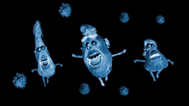 cartoon germs bacteria viruses on 3D render