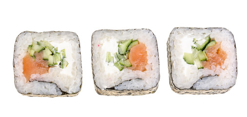 sushi roll isolated on white background without a shadow
