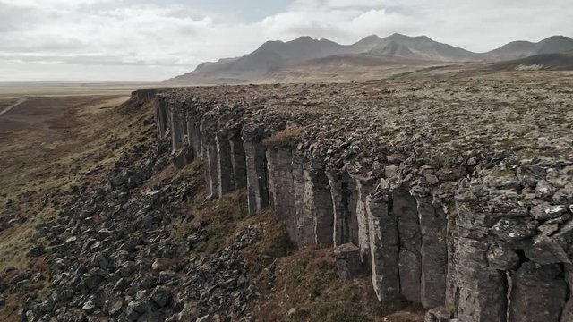 Gerduberg basalt lava rock cliffs in Iceland
