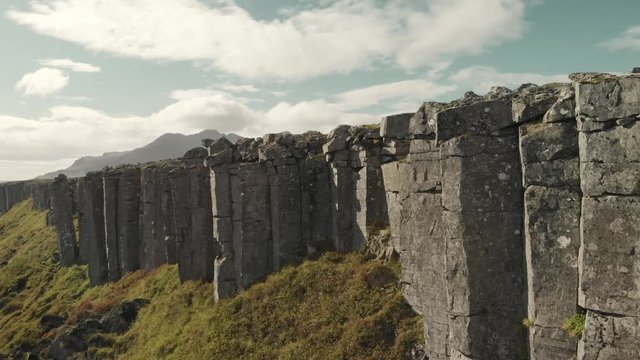 Gerduberg basalt lava rock cliffs in Iceland