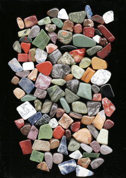 set of various natural mineral stones