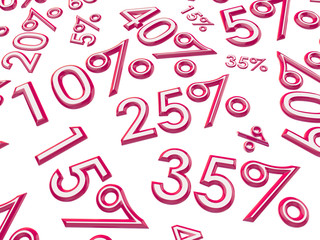 3d rendering. Percentages on a white background.Isolate. 