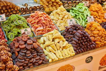Mixed dry nuts .various nuts, grains sold at the bazaar