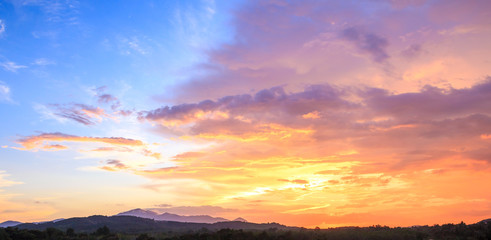 Dramatic valley sky autumn sunset mountain background	
