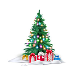 Vector christmas tree, xmas new year design