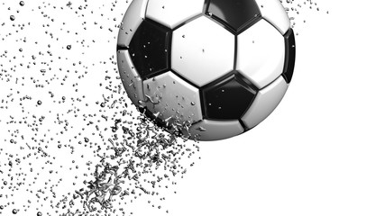 Soccer ball with Silver Spiral Particles. 3D illustration. high quality rendering.