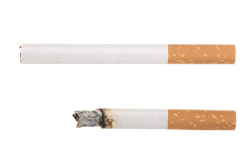 cigarette isolated on white background. Top view