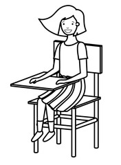 young student girl sitting in school chair