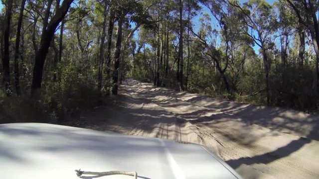 4x4 driving on Fraser island.