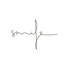 6717163 Smile. Text for prints, designs, cards, clothes and tattoo. Badge tag icon.