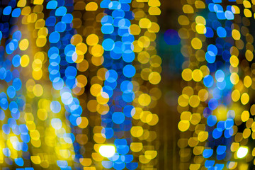 Bokeh line, colorful bokeh curtain, ocean blue and golden color bokeh line