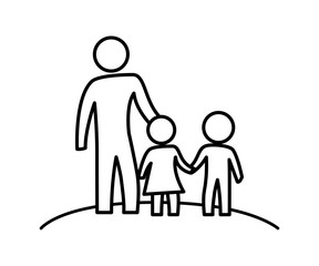 father silhouette with son and daughter characters