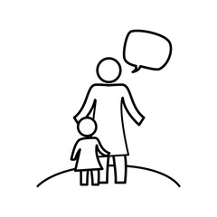 mother silhouette with daughter characters