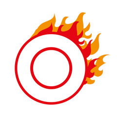 circular sticker with fire flame