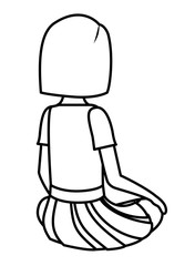 teenager girl sitting on his back avatar character