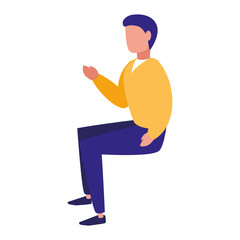 young man seated character