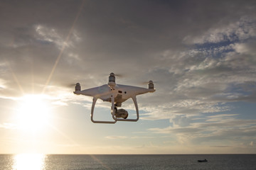 Naklejka premium Drone against the cloudy sky