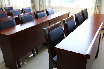Tables and chairs in the conference room
