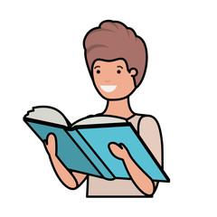 young student reading book