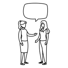 young women couple talking characters