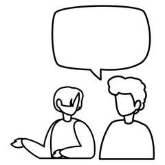 young men couple talking characters