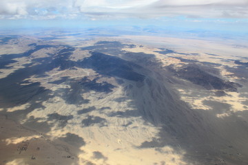 Cloudy Aerial Desert Landscape