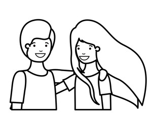 Obraz na płótnie Canvas friendly teenagers couple characters