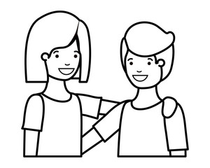 friendly teenagers couple characters