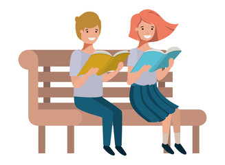 young students sitting reading book