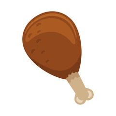 Roasted chicken leg isolated on white background, flat style vector illustration.