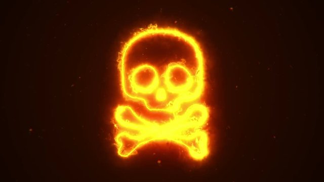 Animation of fire or flow energy from skull symbol. Animation of seamless loop.