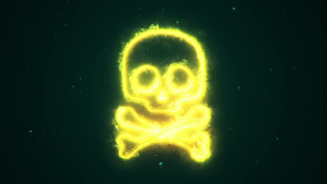 Animation of fire or flow energy from skull symbol. Animation of seamless loop.