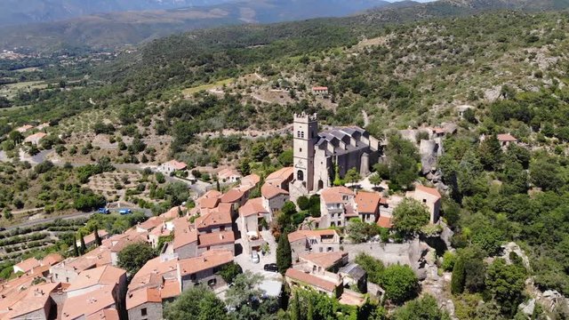 Aerial Drone Footage of Eus, a Pyrenees Mountain Village in the South of France