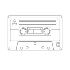  cassette tape  vector illustration lining draw front