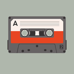 Naklejka premium cassette tape vector illustration flat style front