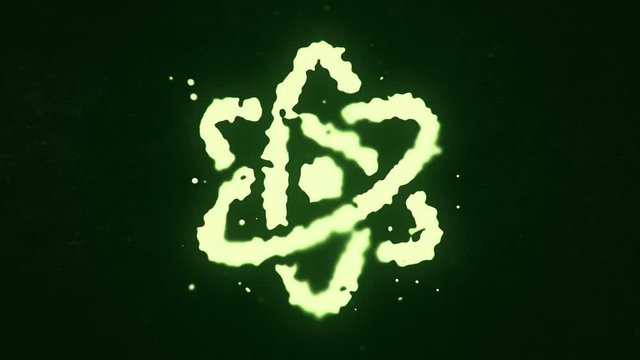 Abstract background with symbol of science from fluid and liquid particles. Animation of seamless loop.