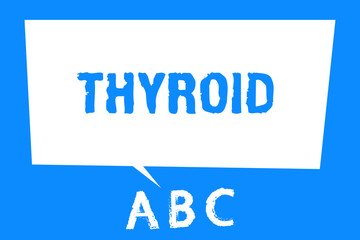 Text sign showing Thyroid. Conceptual photo Gland in neck Secretes hormones regulating growth and development.