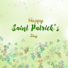 St Patrick day background with shamrock clover leaf, Irish festival symbol