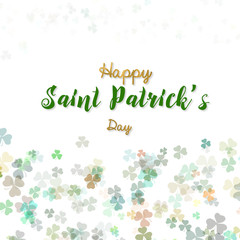 St Patrick day background with shamrock clover leaf, Irish festival symbol