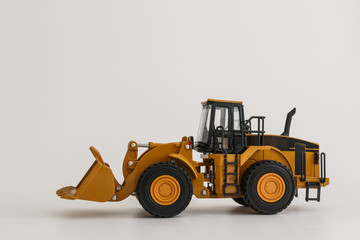 Wheel loader model on white background