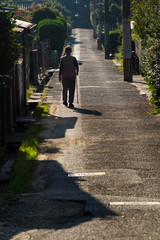 道を歩く後ろ姿