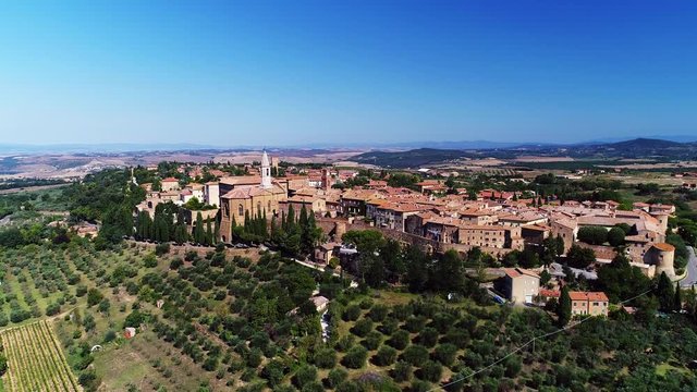 Aerial view of pienza a lovely country in Val d'Orcia 