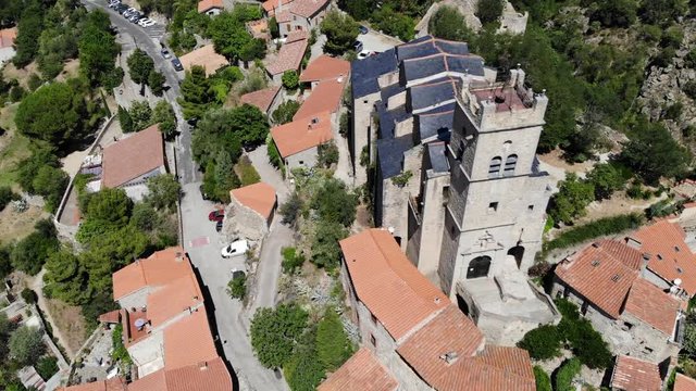 Aerial Drone Footage of EUS, a Pyrenees Mountain Village in the South of France