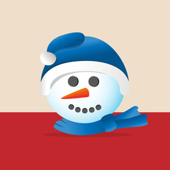 Flat cute snowman cartoon