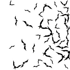 Halloween background with black bats on white. Halloween party card background template. black flying bats.