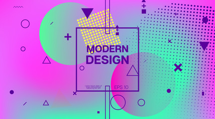 Bright Neon Gradient Overlay Futuristic Vector Pattern. Simple Main Web Page Iridescent Geometric Design. Fluid Color Retro Tech Glitch Circles Cover. Festival Poster Business Internet Background.