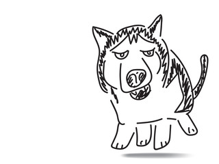 Fototapeta na wymiar doodle freehand vector illustration of siberian husky dog