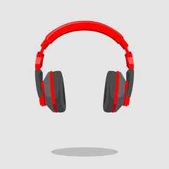 red headshet headphone dj gamer illustration icon lfat style